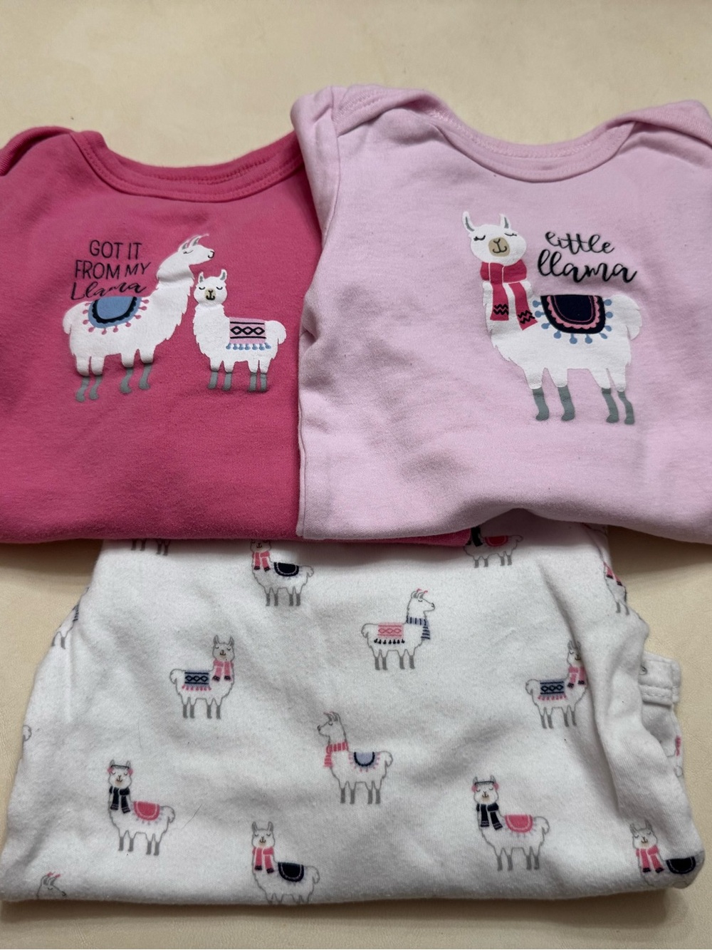 Kids Llama Onesies Set - Pink & Light Pink